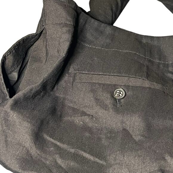 Theory Pants Women 6 Black Heather Linen Blend Teriana Straight Leg Pull On - Picture 6 of 6